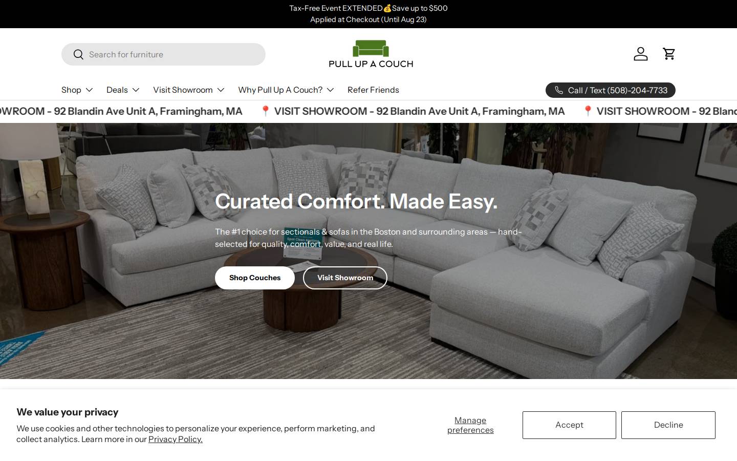 Pullupacouch homepage screenshot