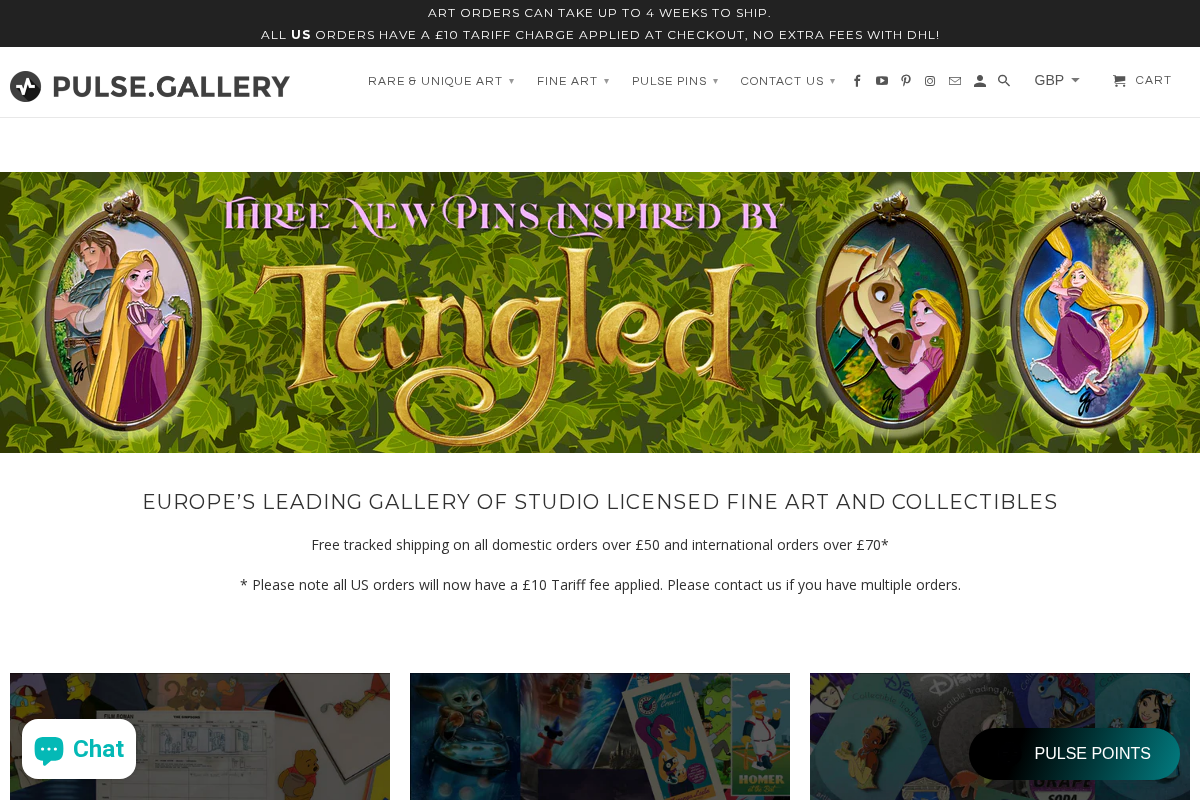 Pulse Gallery homepage screenshot