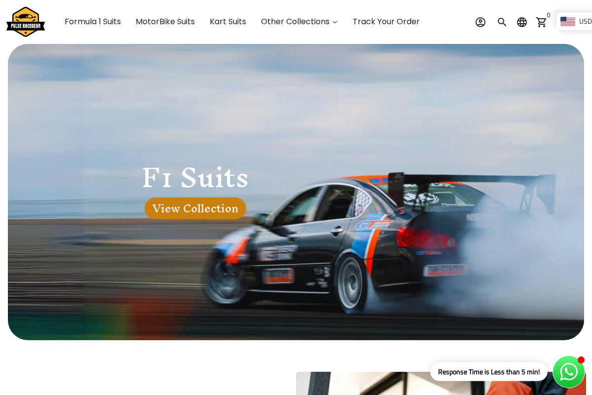 Pulseracegear homepage screenshot