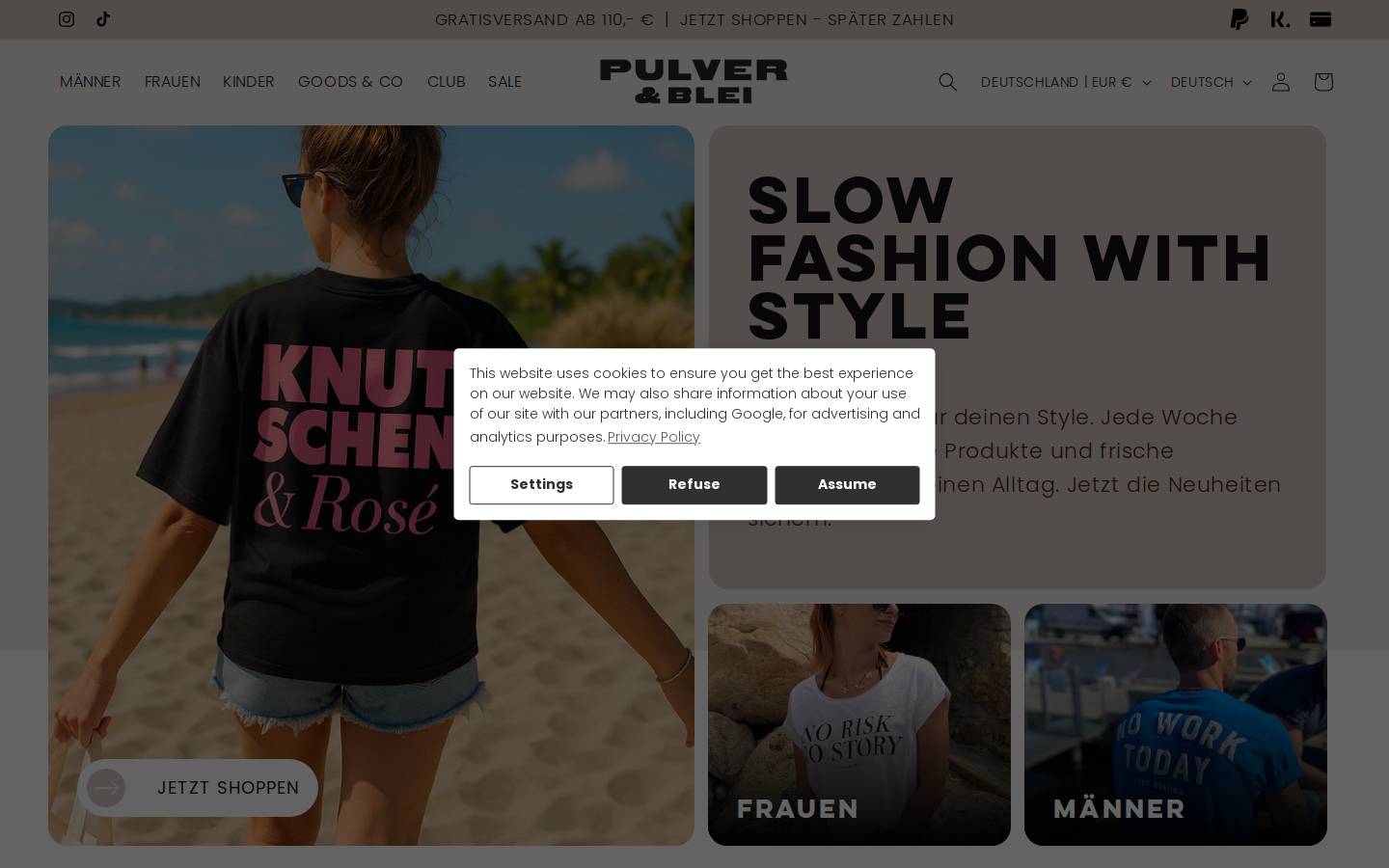 Pulver Blei homepage screenshot