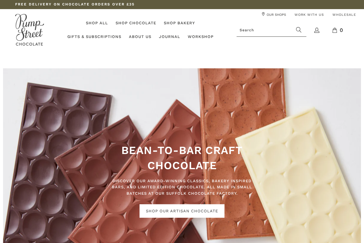 pumpstreetchocolate.com homepage screenshot