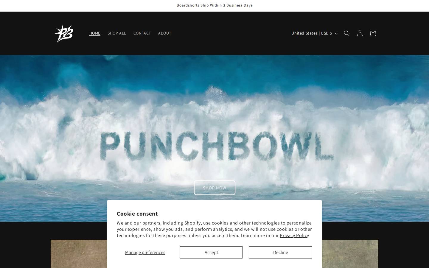 punchbowlwear.com homepage screenshot