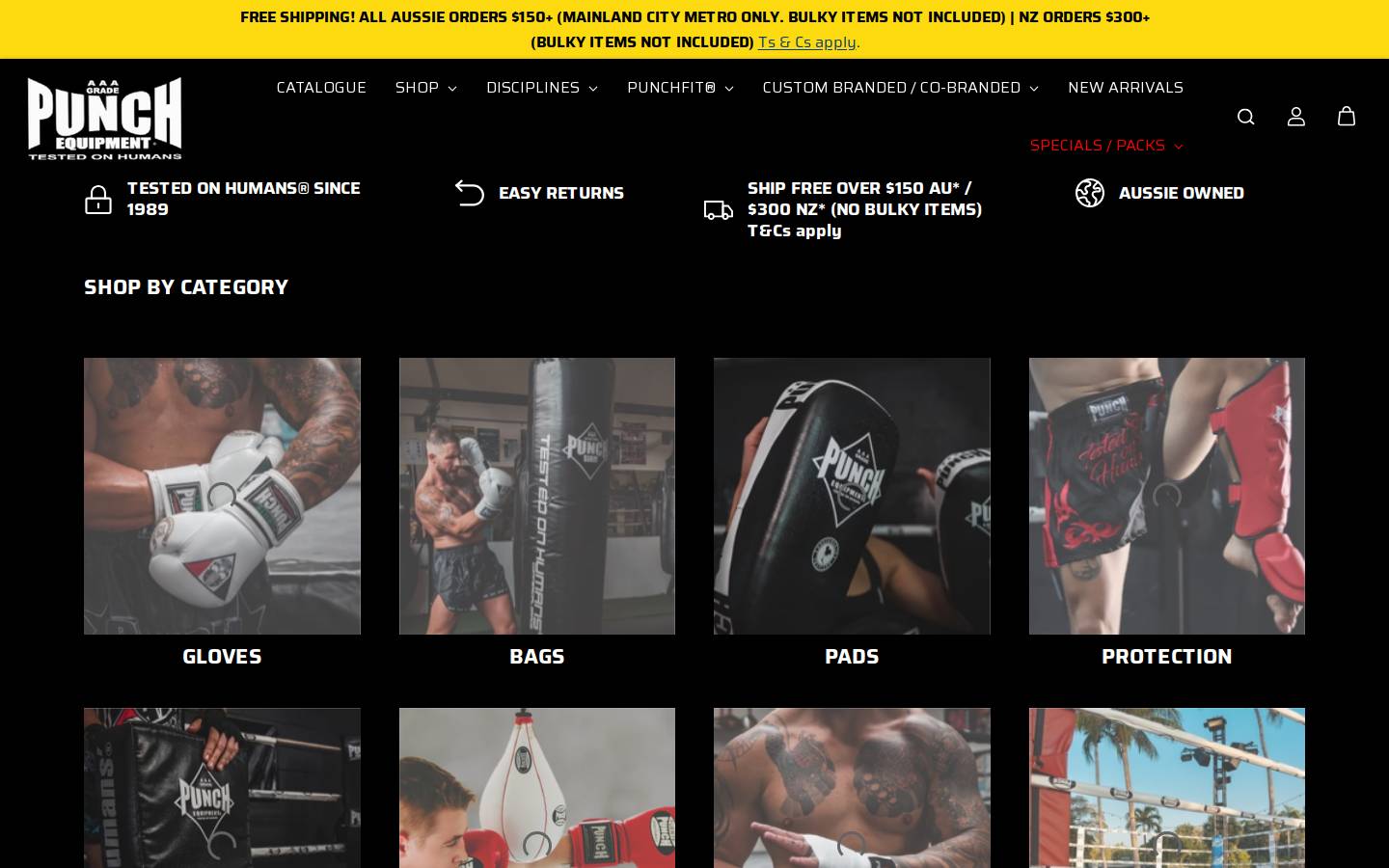 Punch Equipment homepage screenshot