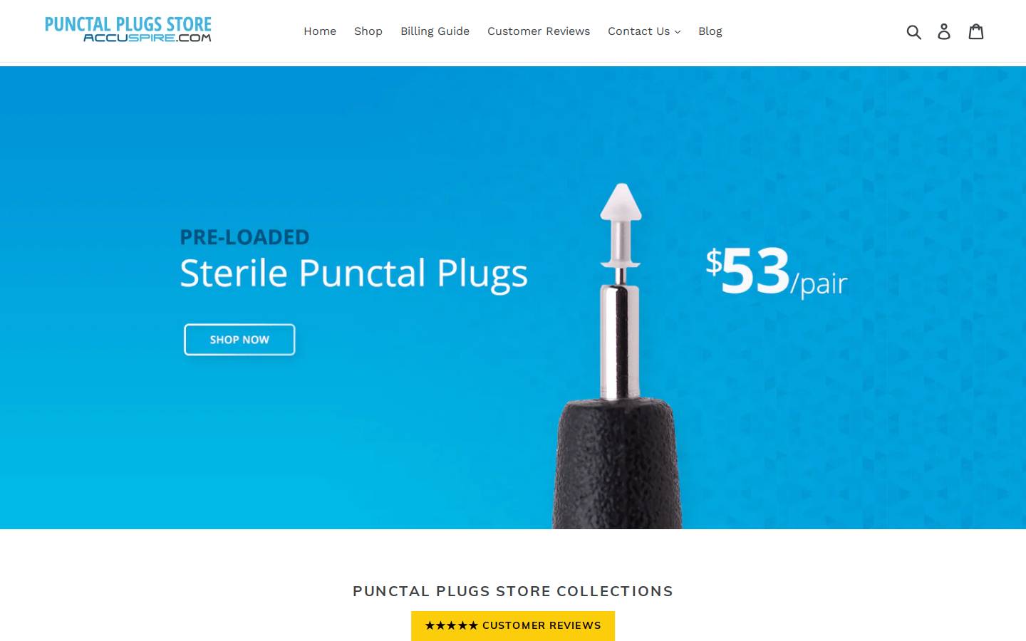 punctalplugs.com homepage screenshot