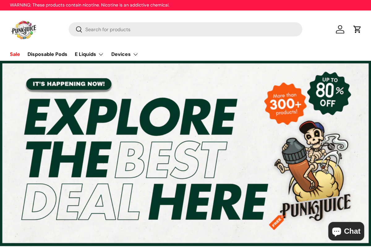 Punk Juice Vape Store homepage screenshot