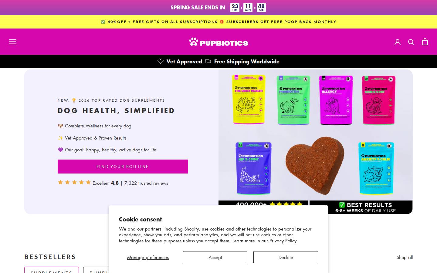 Pupbiotics homepage screenshot