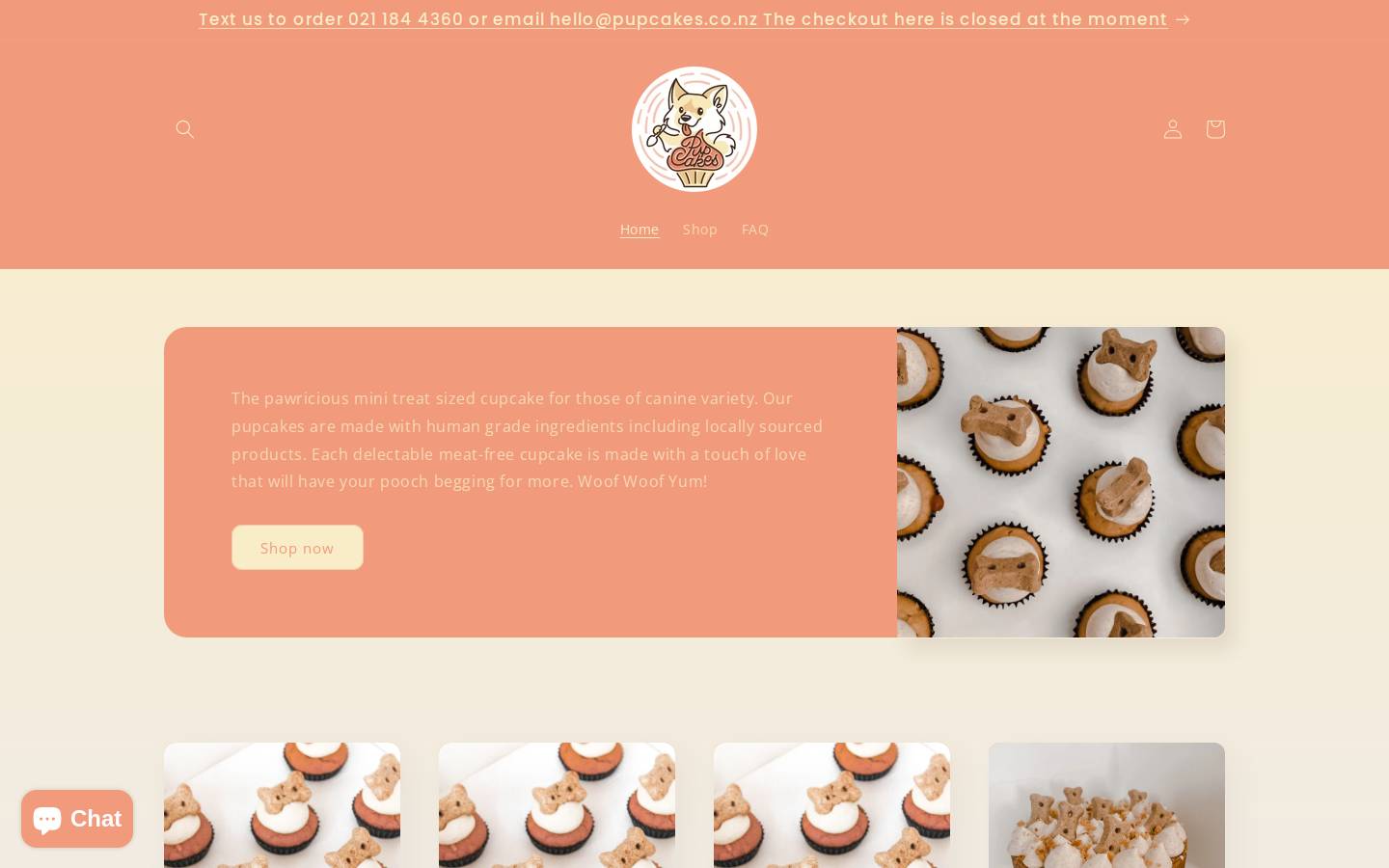 pupcakes.co.nz homepage screenshot
