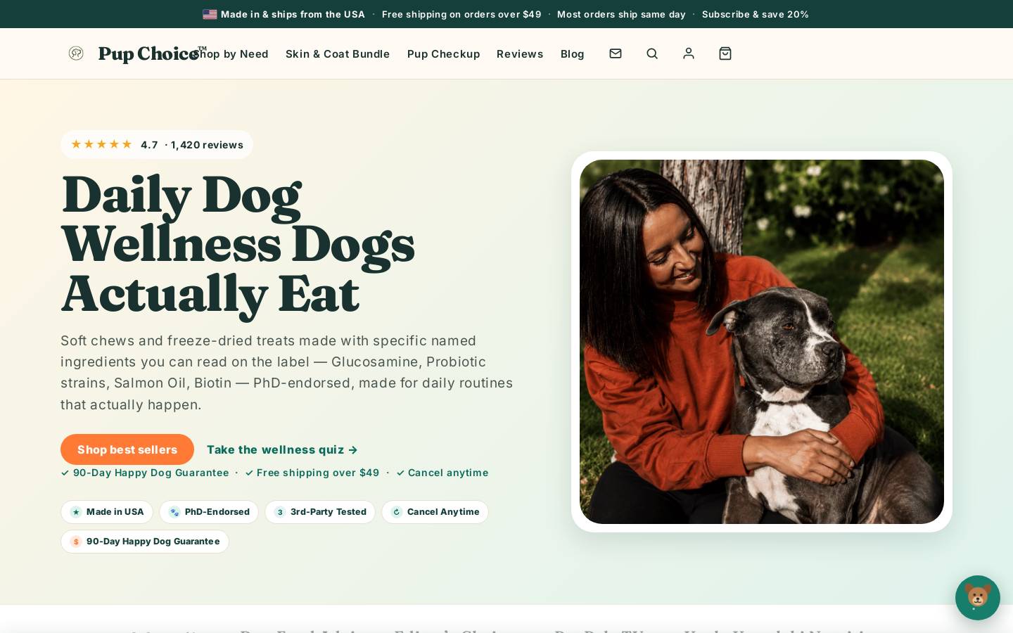 pupchoice.com homepage screenshot