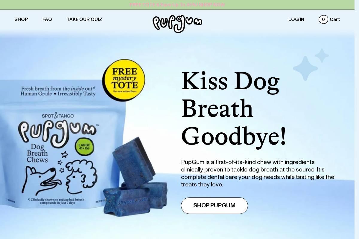 pupgum.com homepage screenshot
