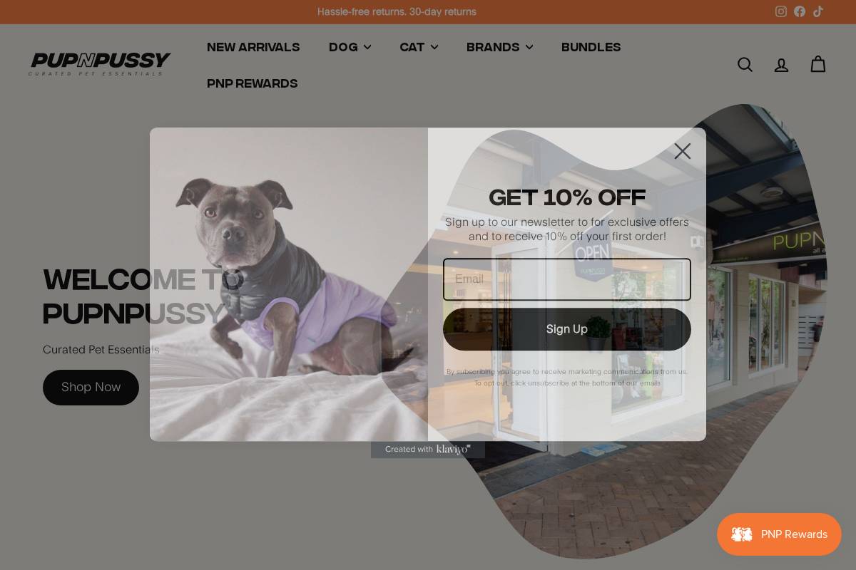 Pupnpussy homepage screenshot