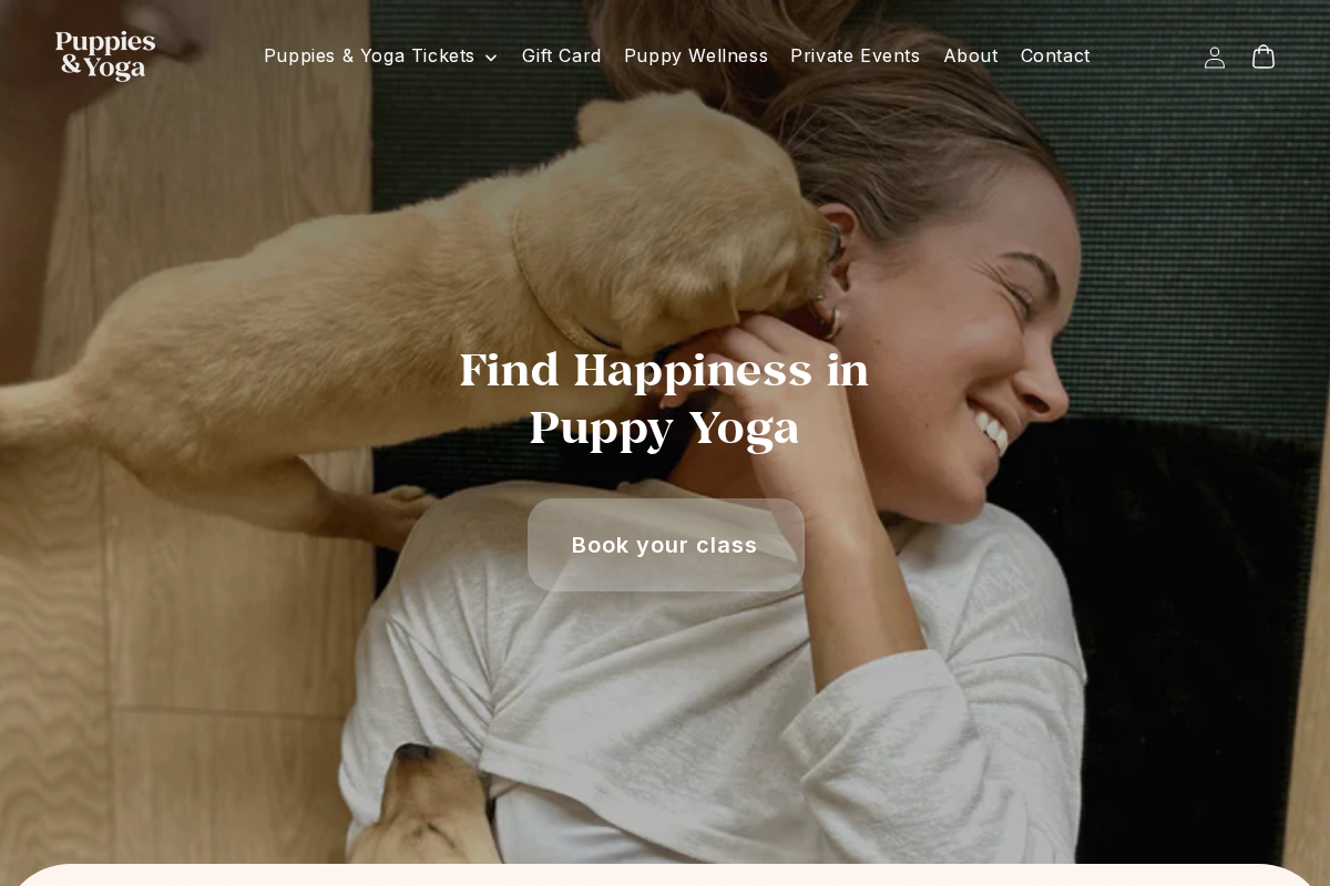 Puppies&Yoga homepage screenshot