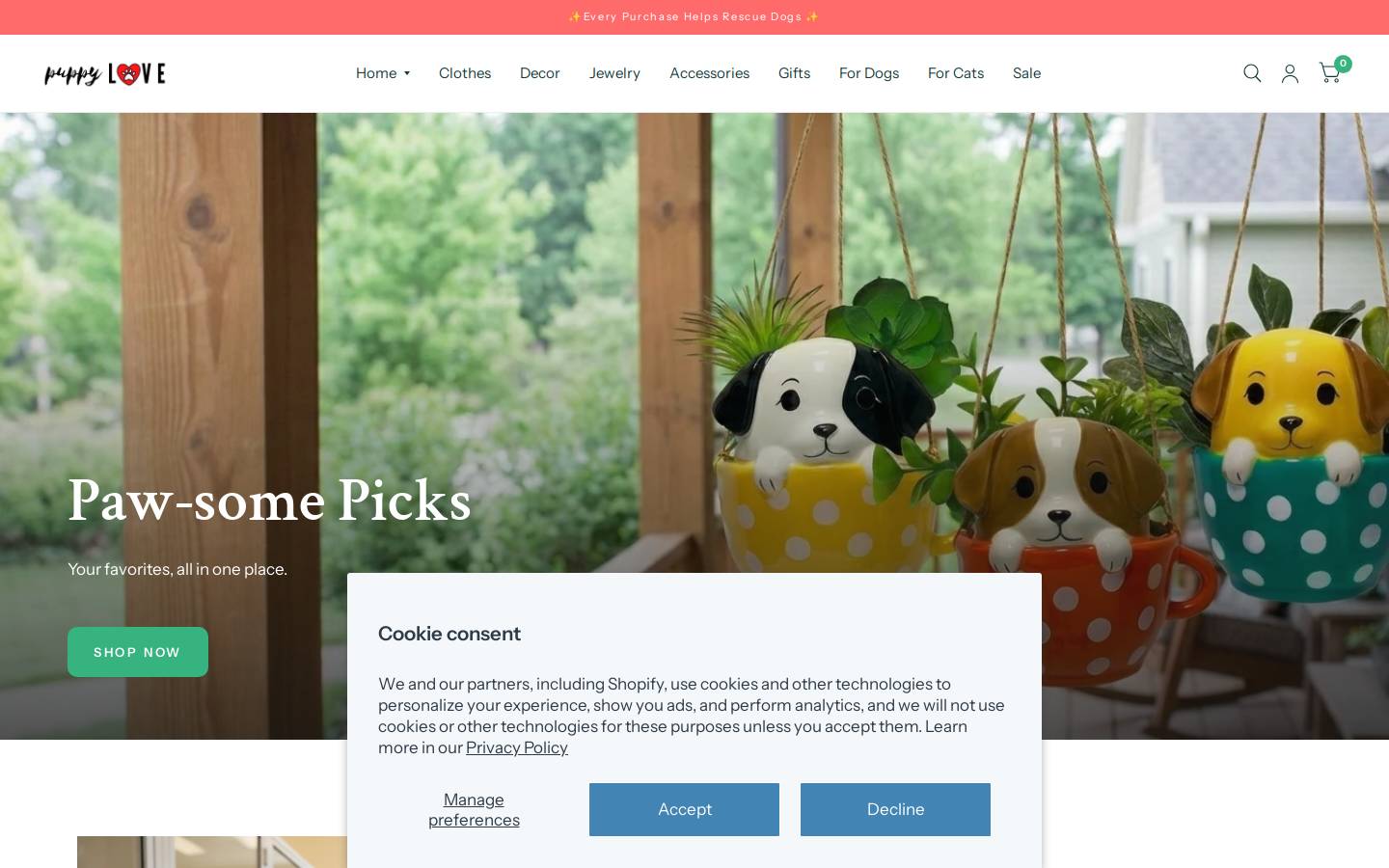 puppylovegifts.com homepage screenshot