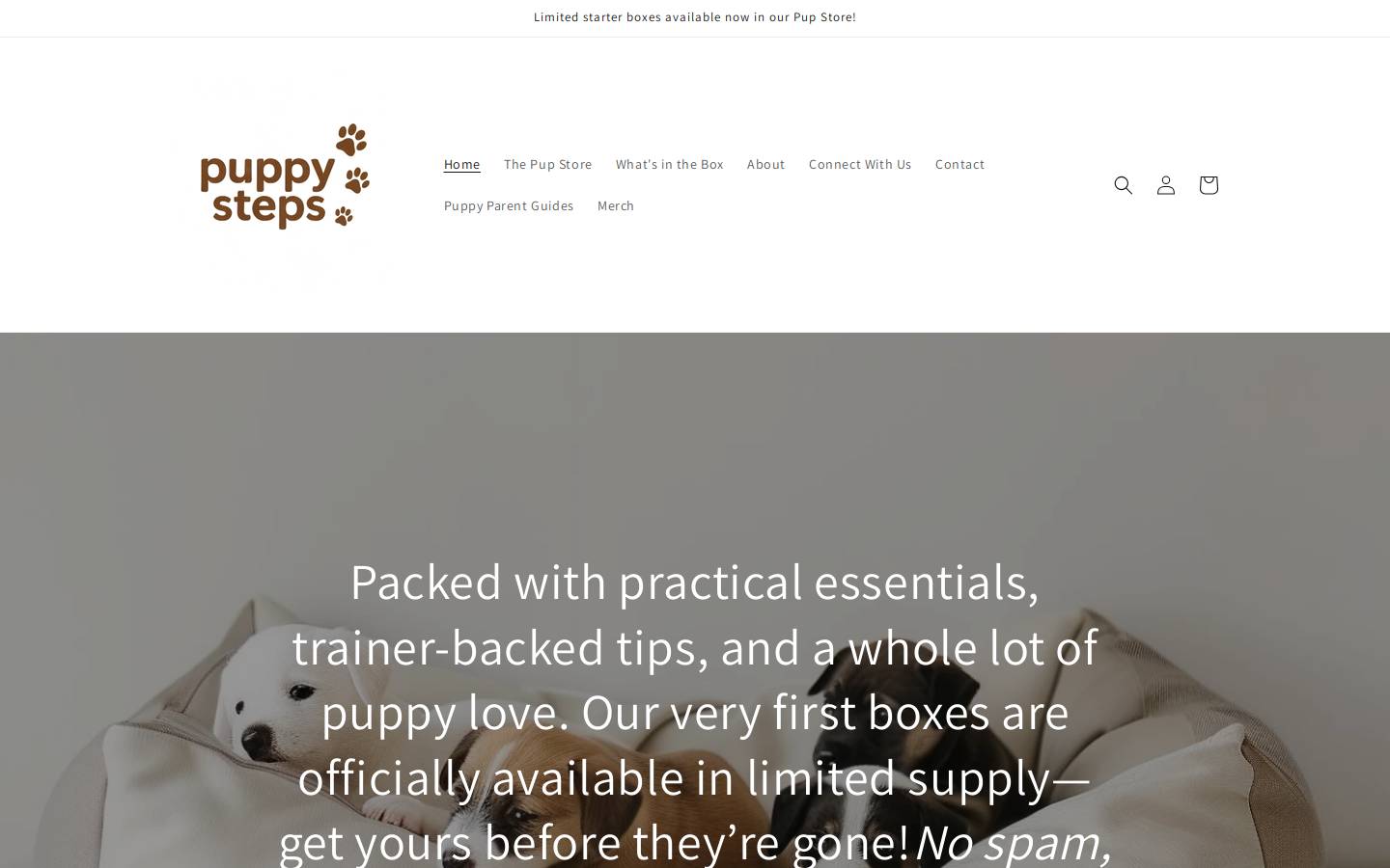 puppysteps.com homepage screenshot