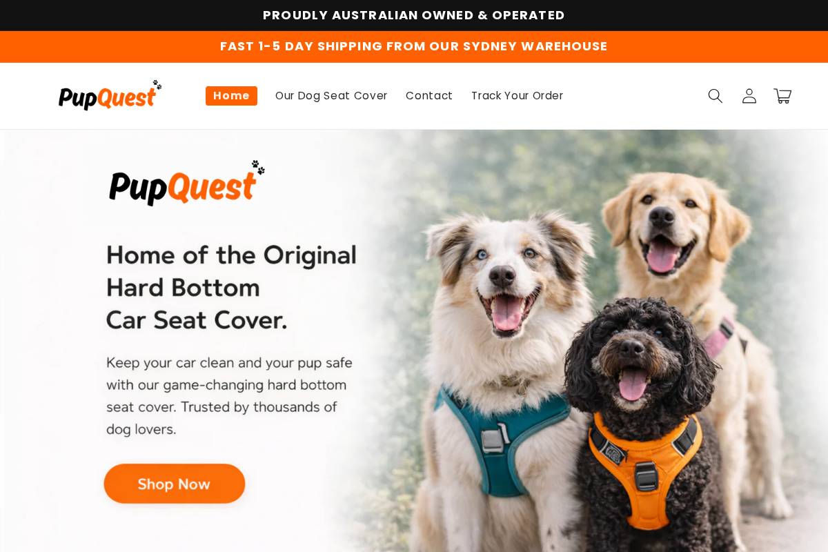 Pupquestco homepage screenshot