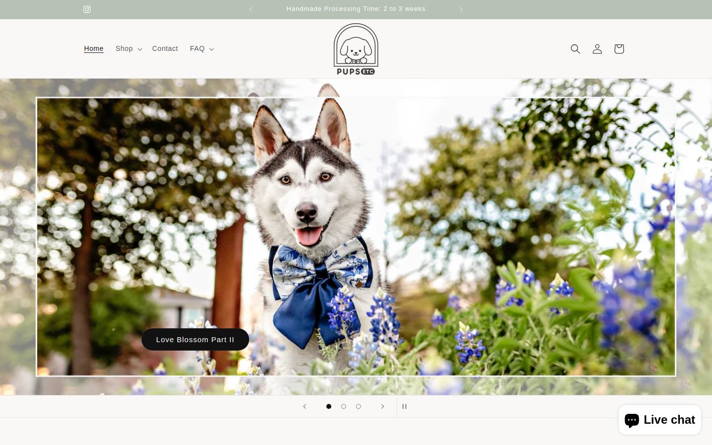pupsetc.com homepage screenshot