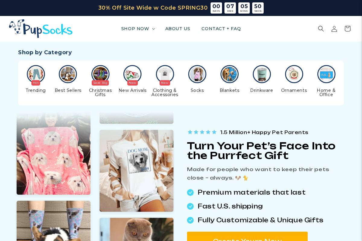 Pupsocks homepage screenshot