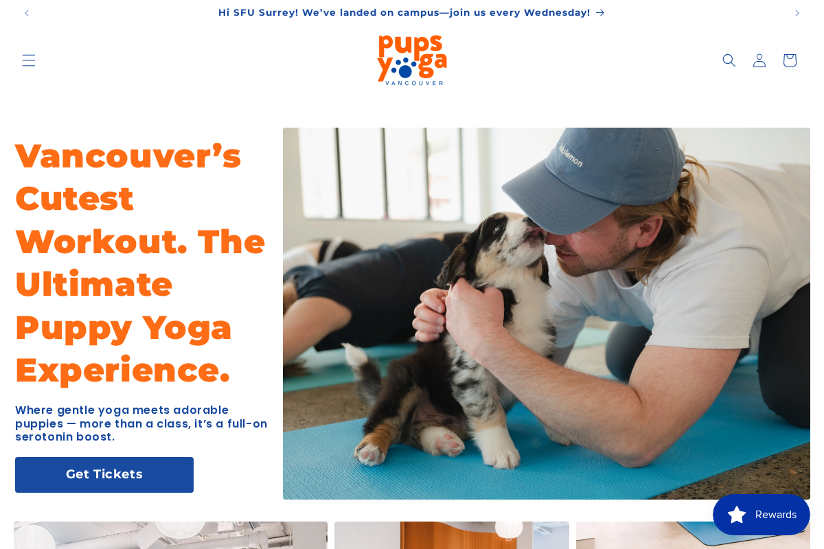 pupsyogavancouver homepage screenshot