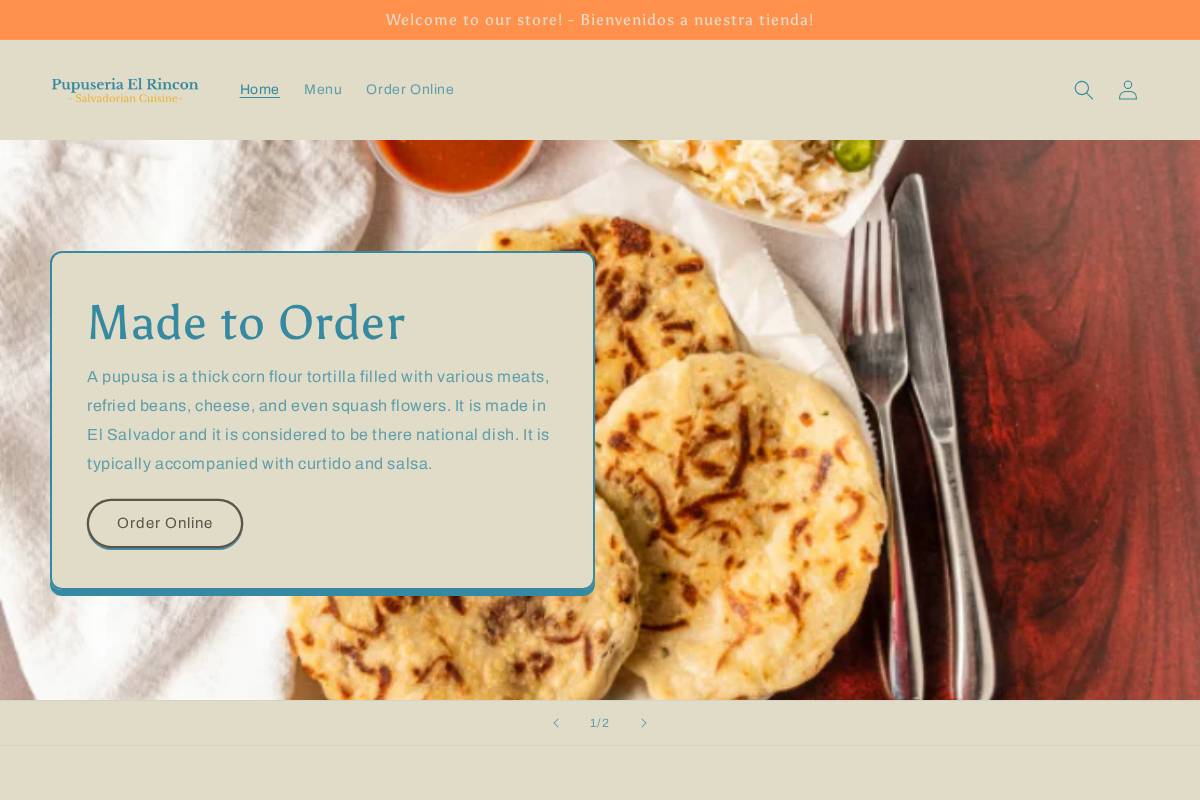 pupuseriaelrincon.com homepage screenshot