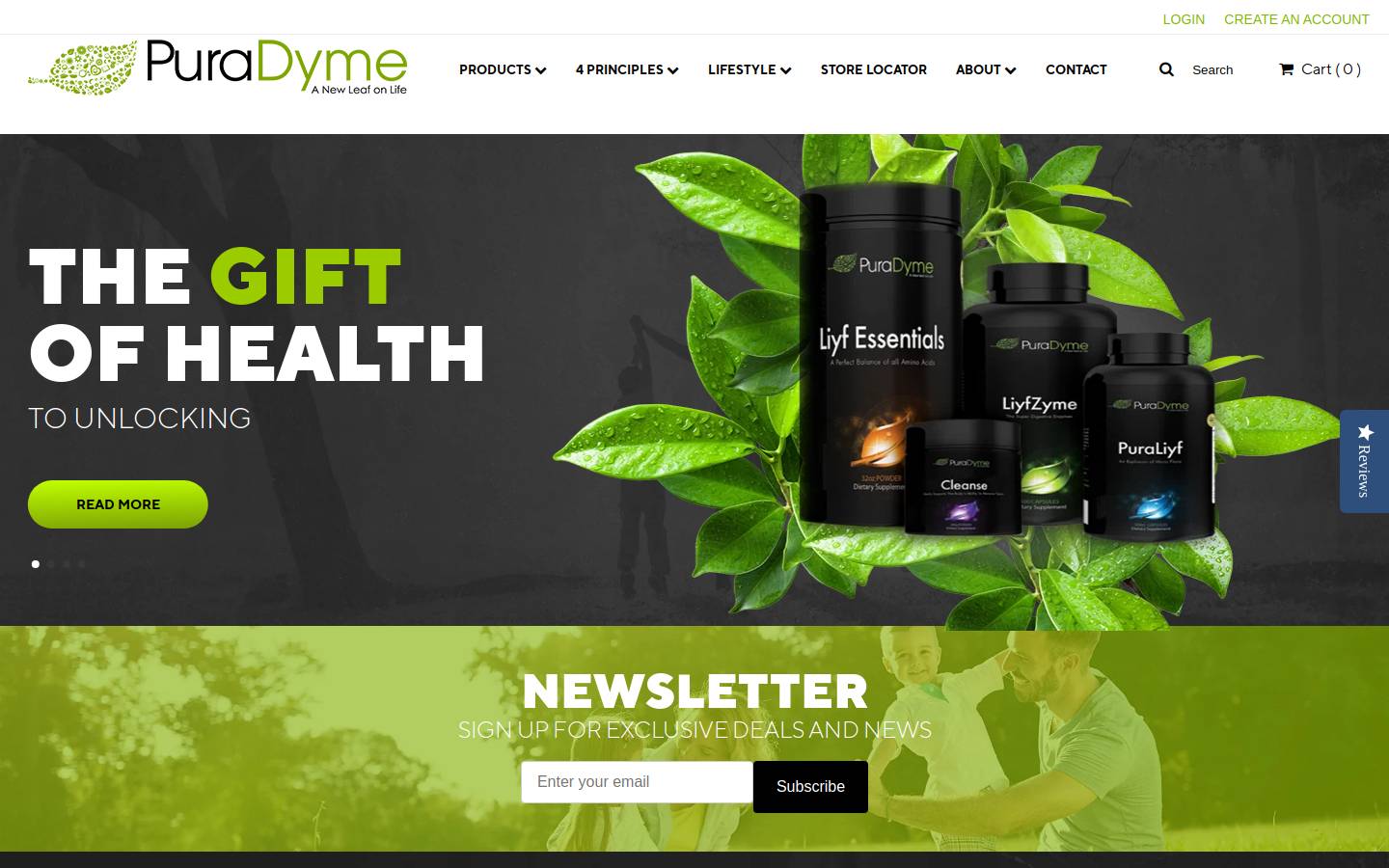 PuraDyme homepage screenshot