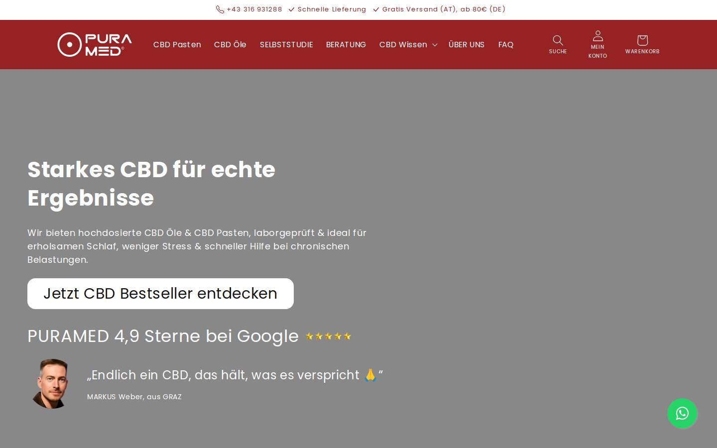 Puramed homepage screenshot