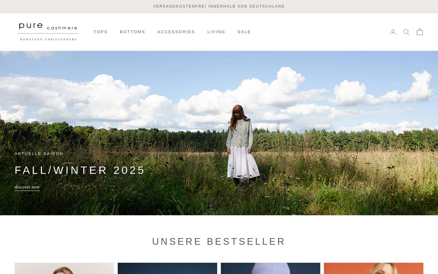 pure-cashmere.com homepage screenshot