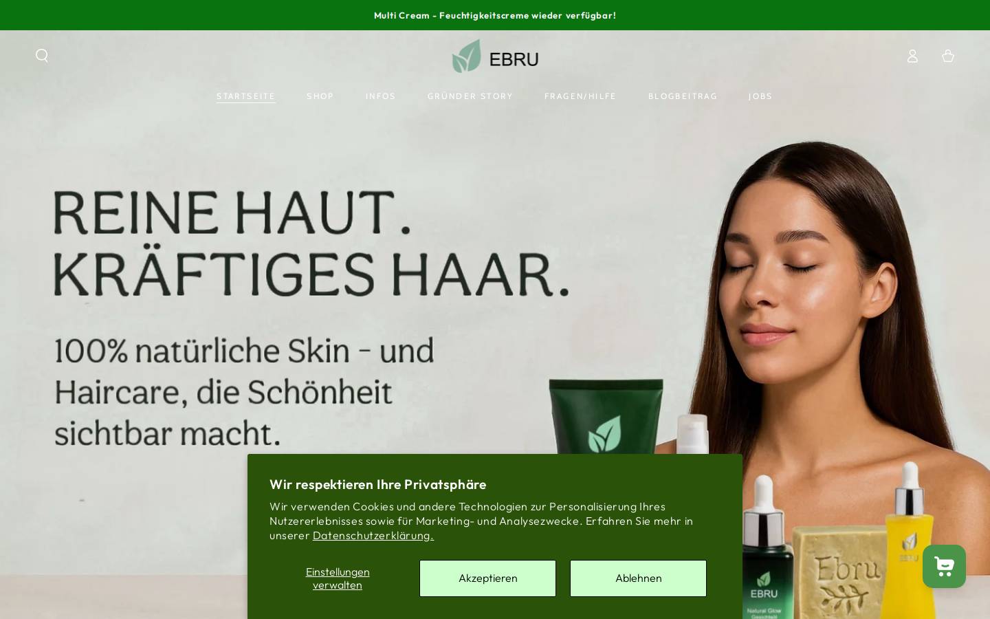Pure Ebru homepage screenshot