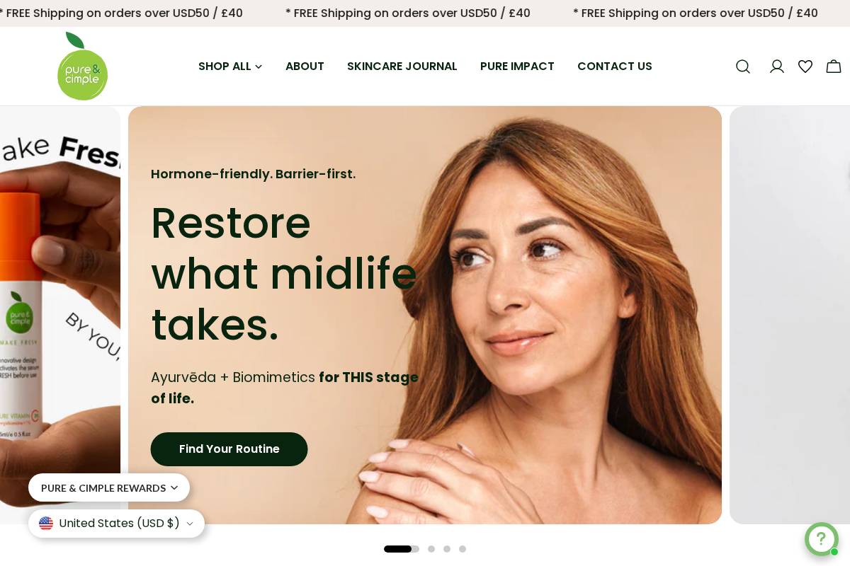 pureandcimple.com homepage screenshot