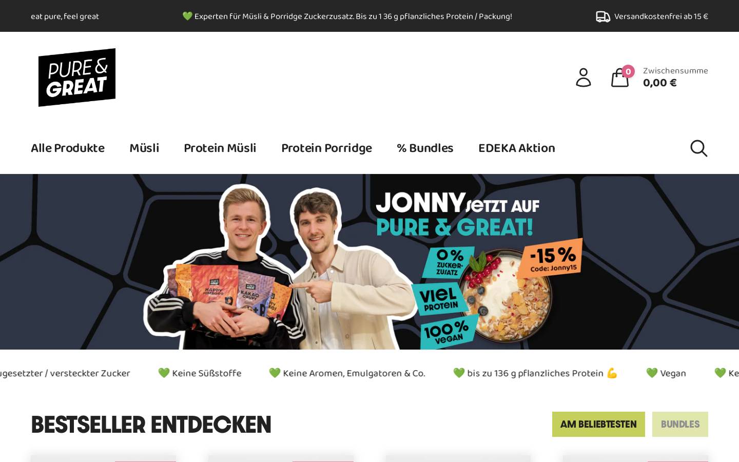 pureandgreat.de homepage screenshot