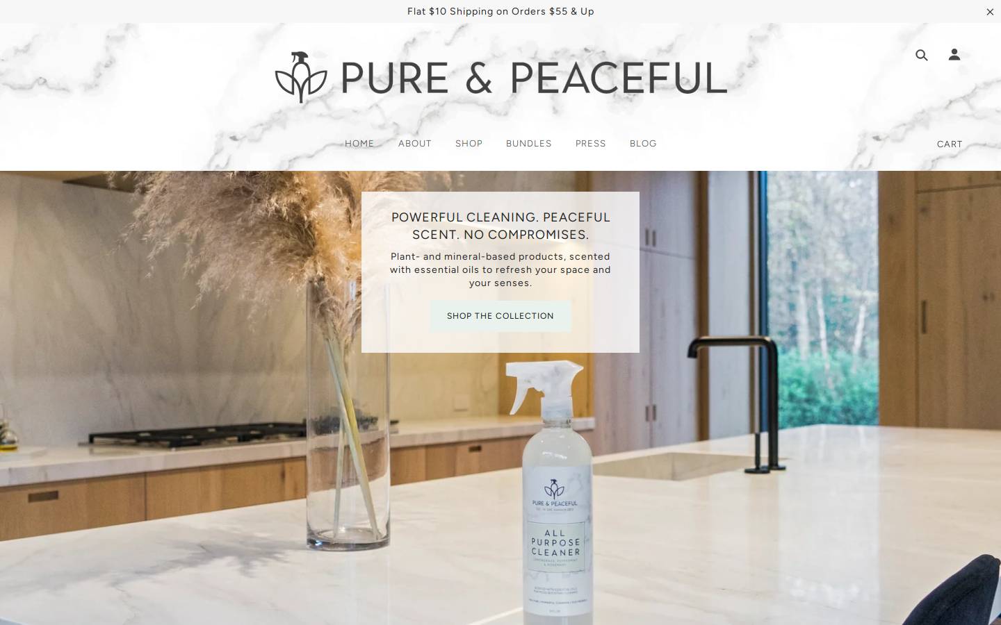 pureandpeaceful.com homepage screenshot