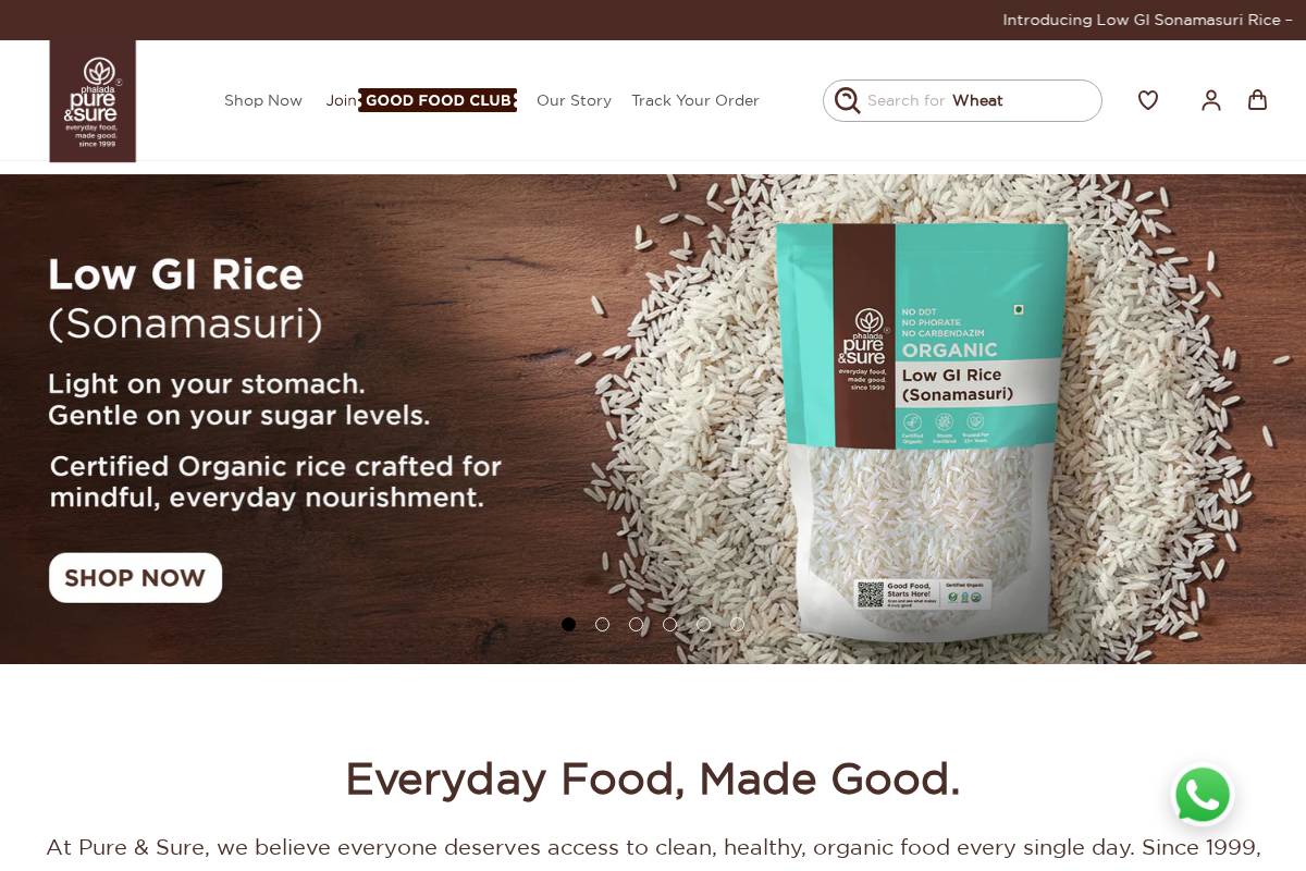 pureandsure.in homepage screenshot