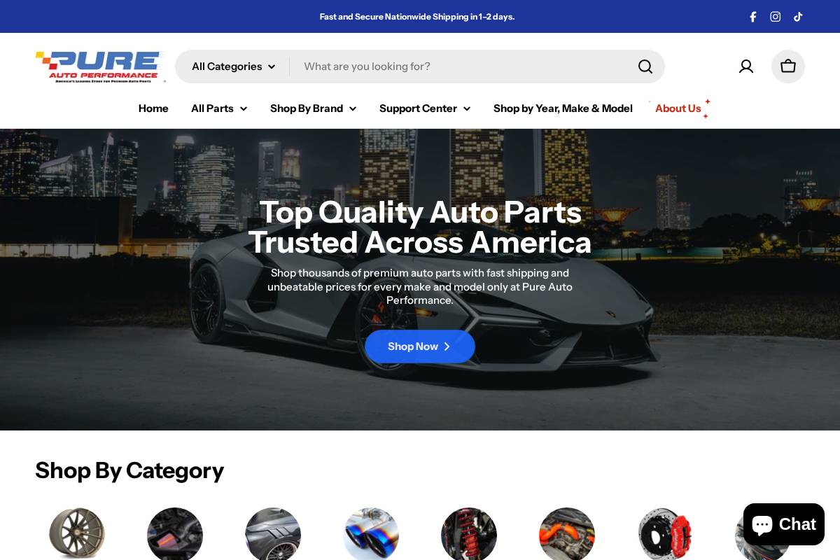 pureautoperformance.com homepage screenshot