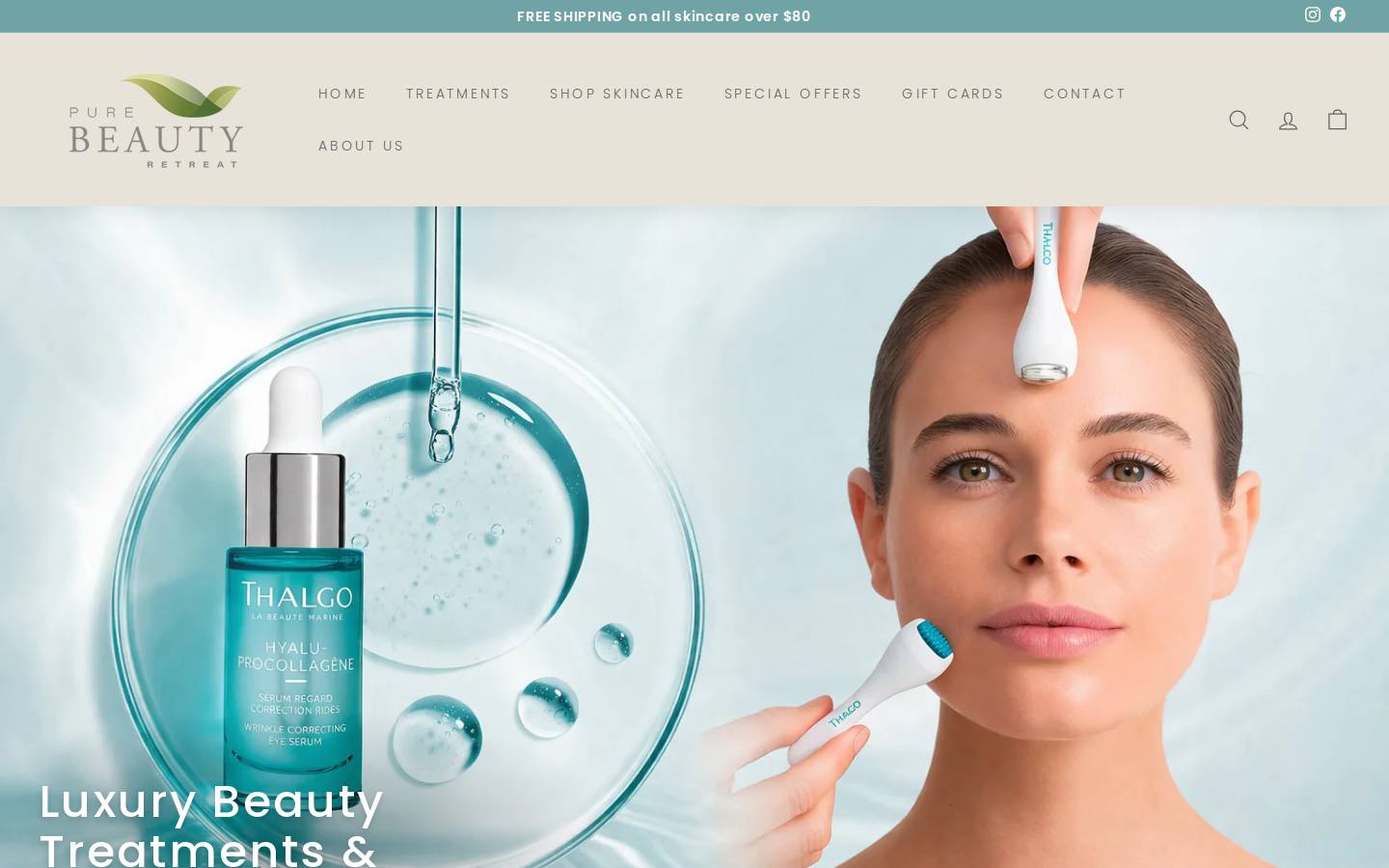 purebeautyretreat.com.au homepage screenshot