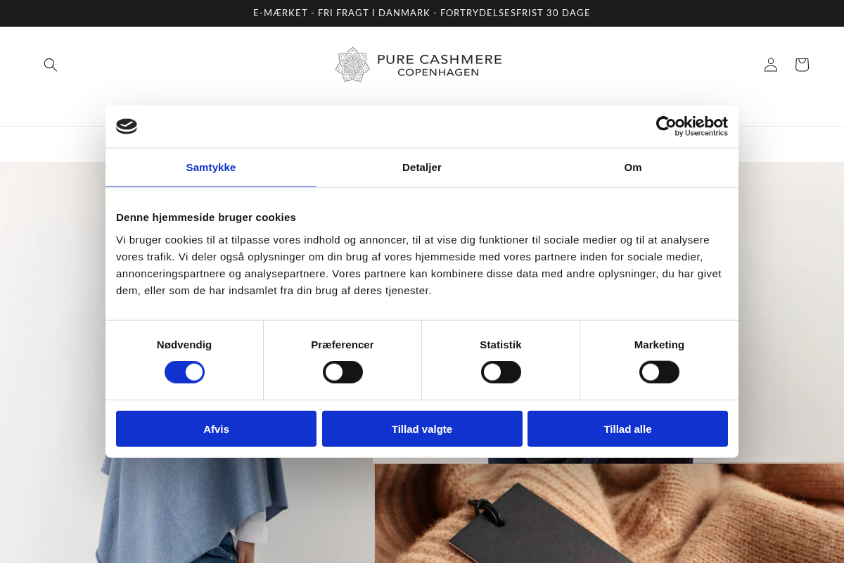 Purecashmere homepage screenshot