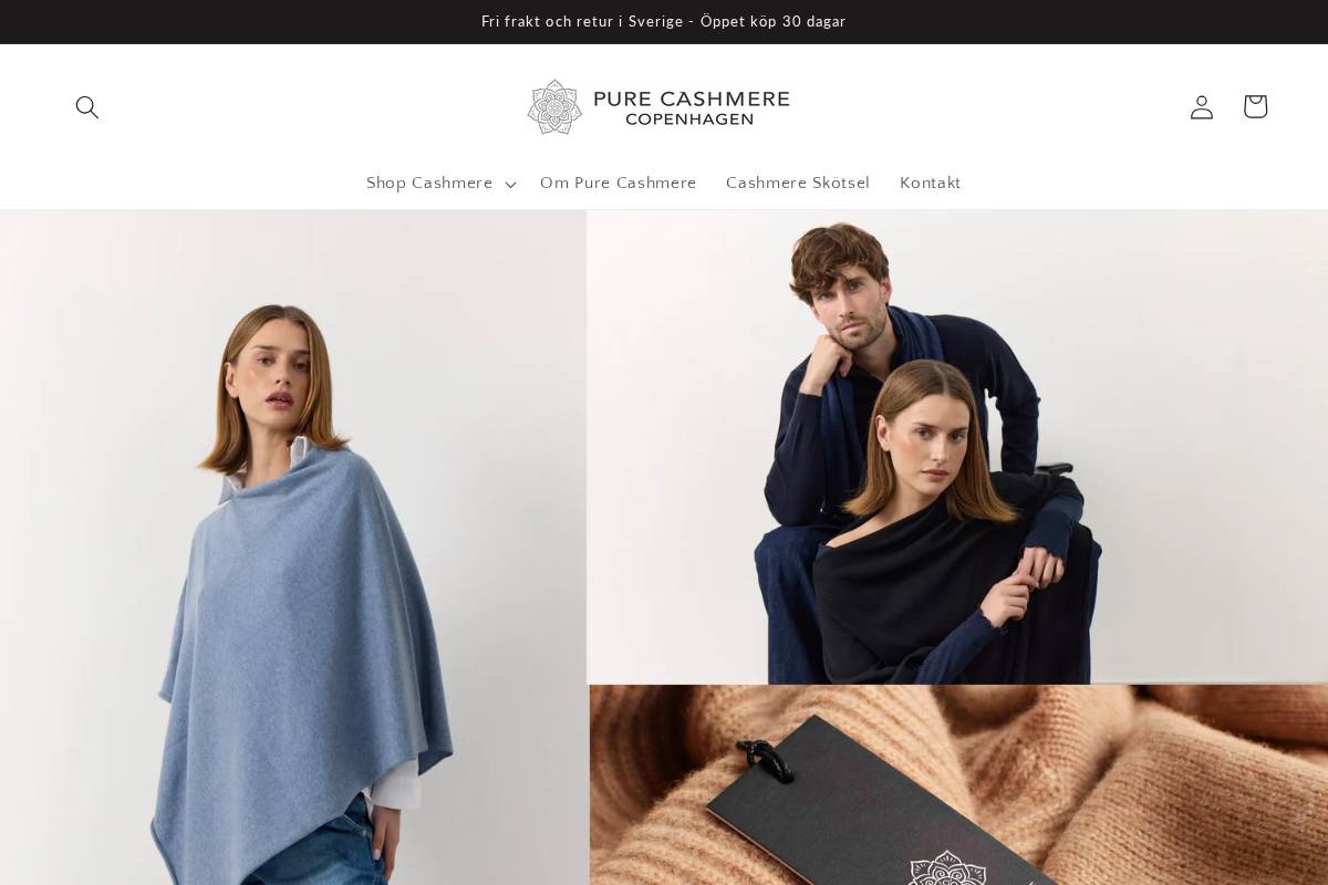 purecashmere.se homepage screenshot