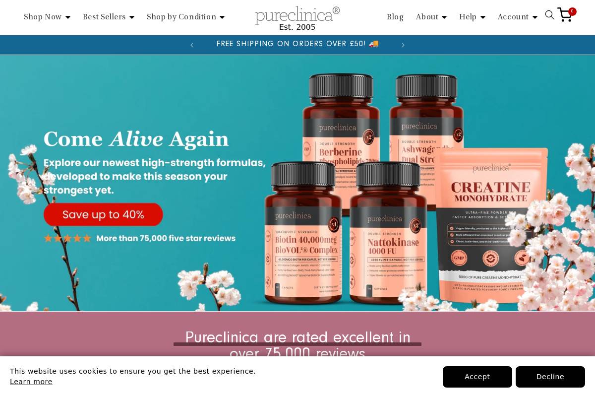 Pureclinica.com homepage screenshot