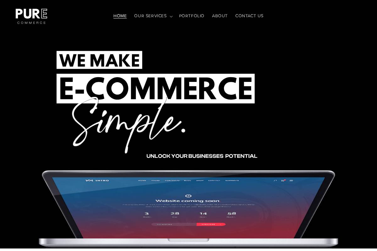 Pure Commerce homepage screenshot