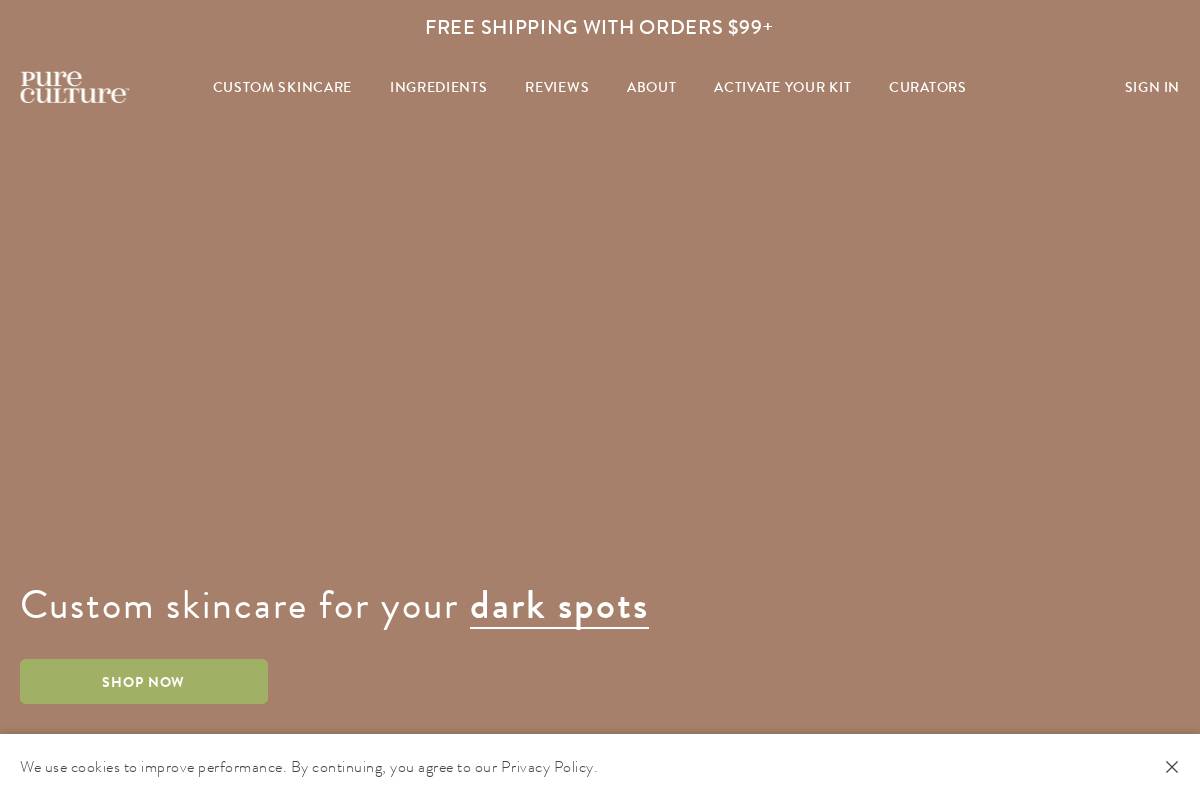 Pureculturebeauty homepage screenshot