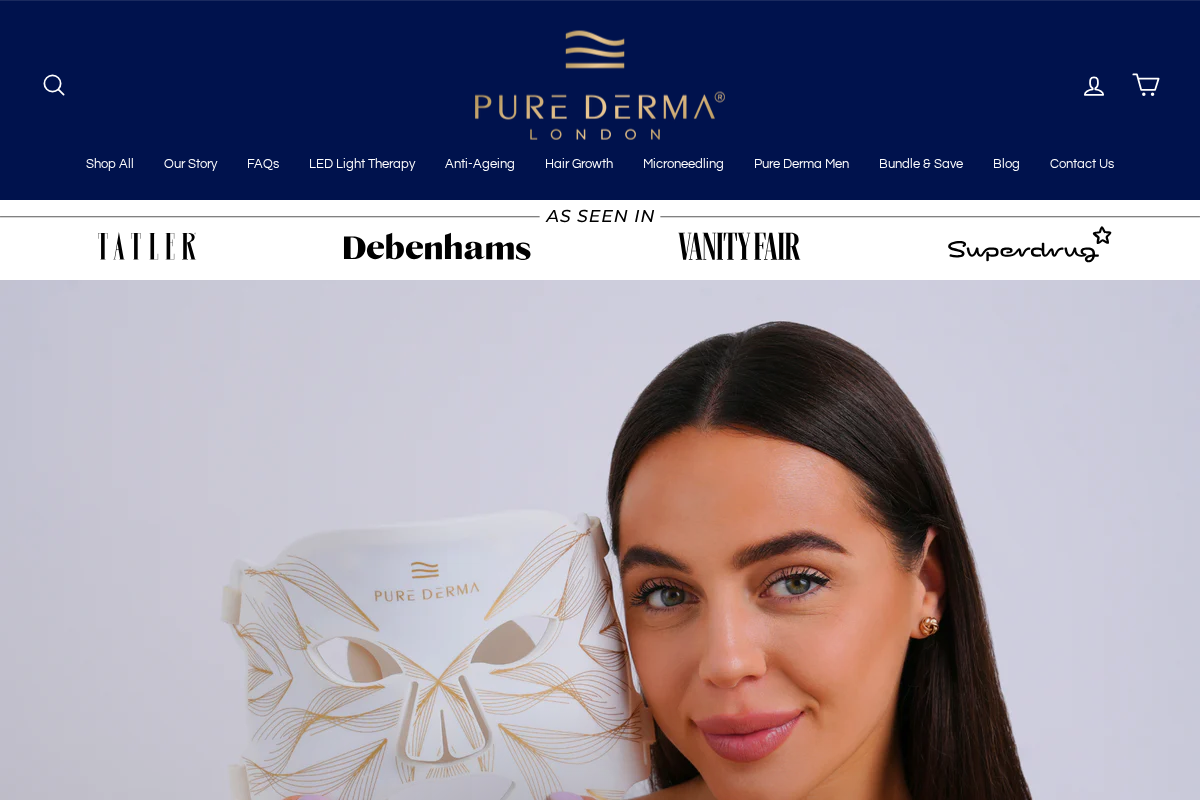 Pure Derma London homepage screenshot