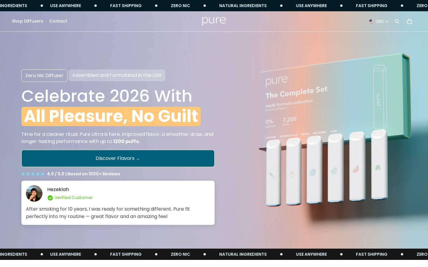purediffuserco.com homepage screenshot