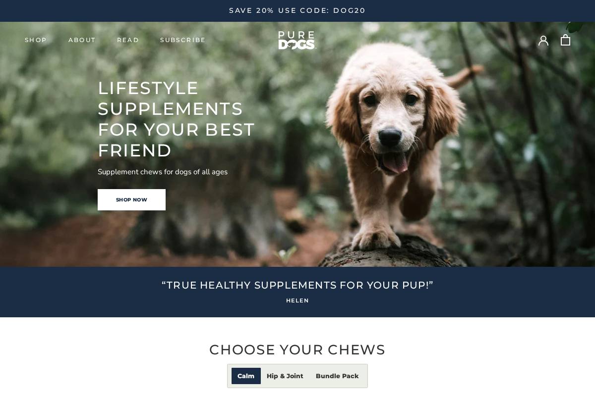 puredogsco.com homepage screenshot