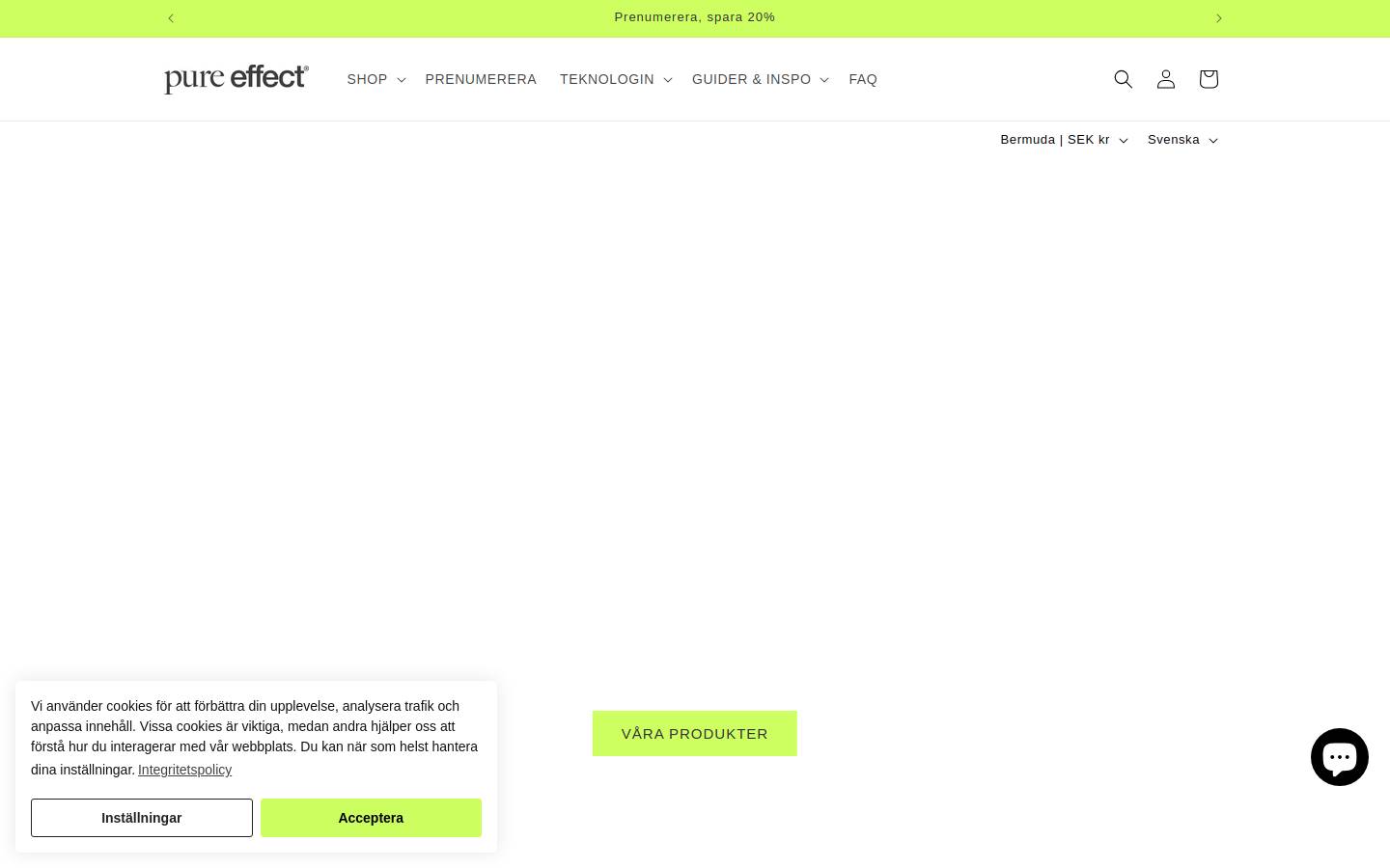 Pure Effect homepage screenshot