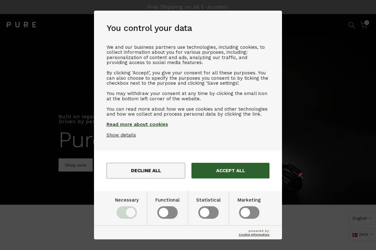 Pure Electric UK homepage screenshot