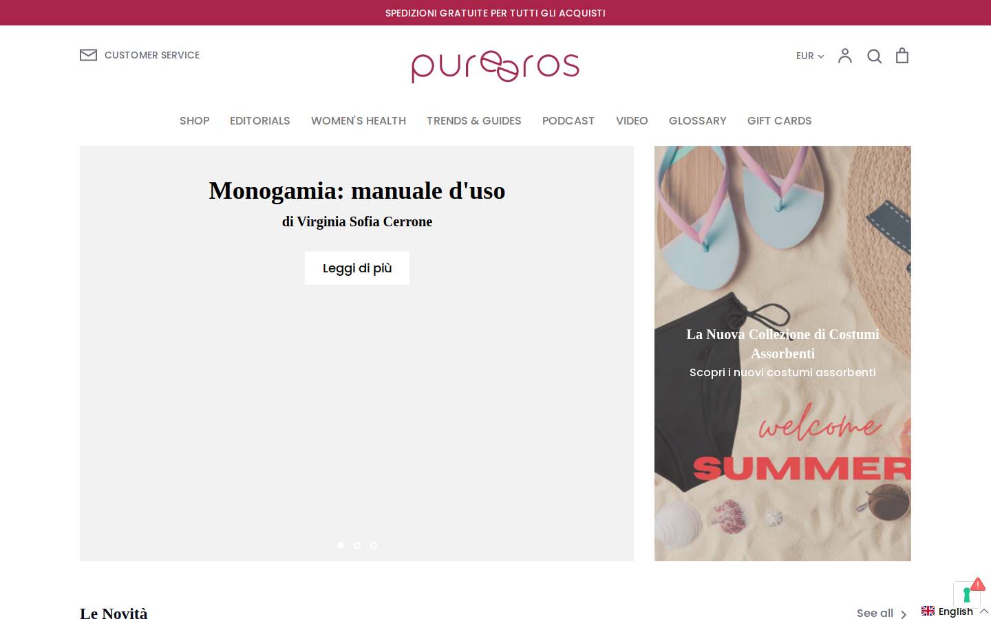 Pureeros homepage screenshot