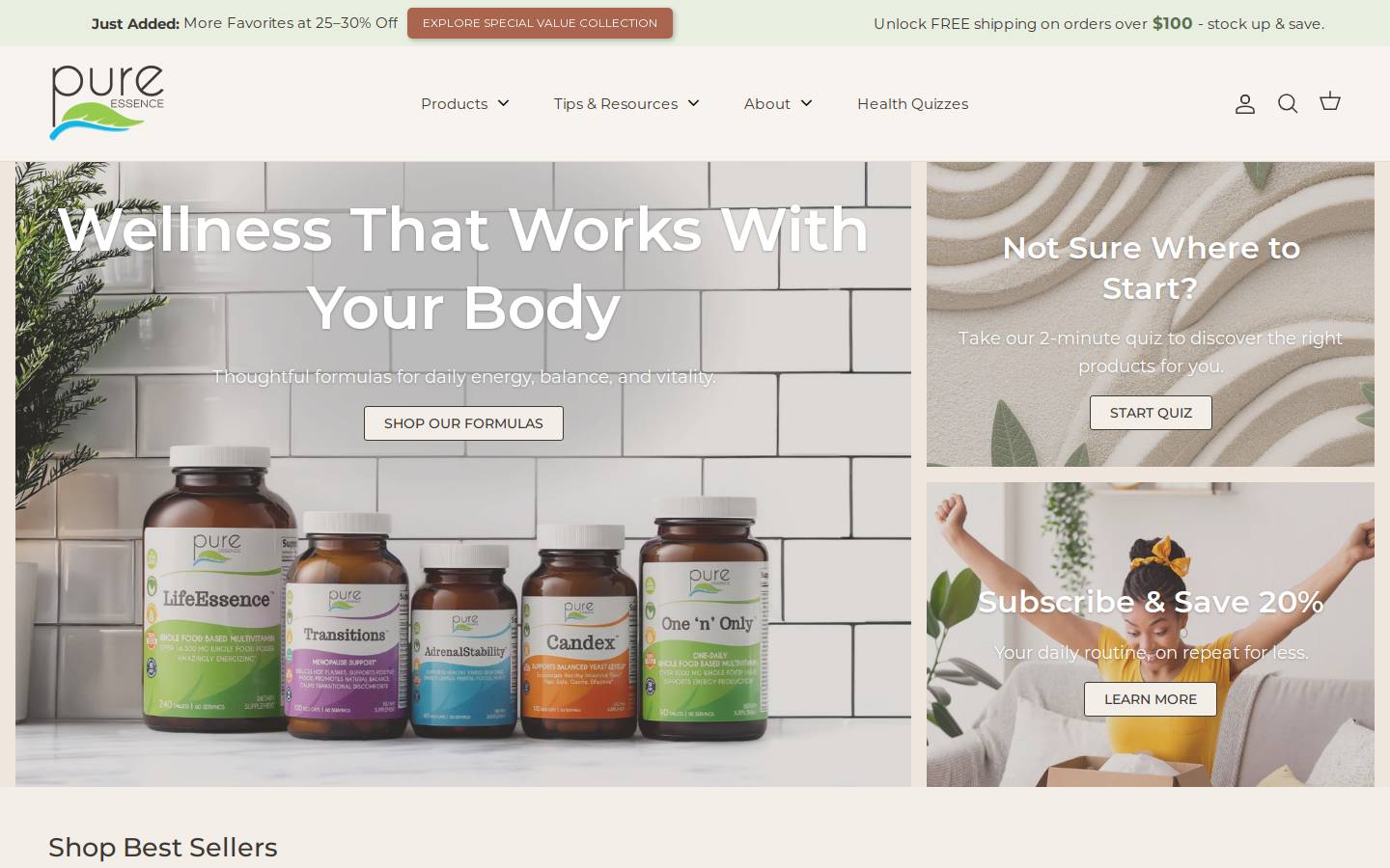 Pureessencelabs homepage screenshot