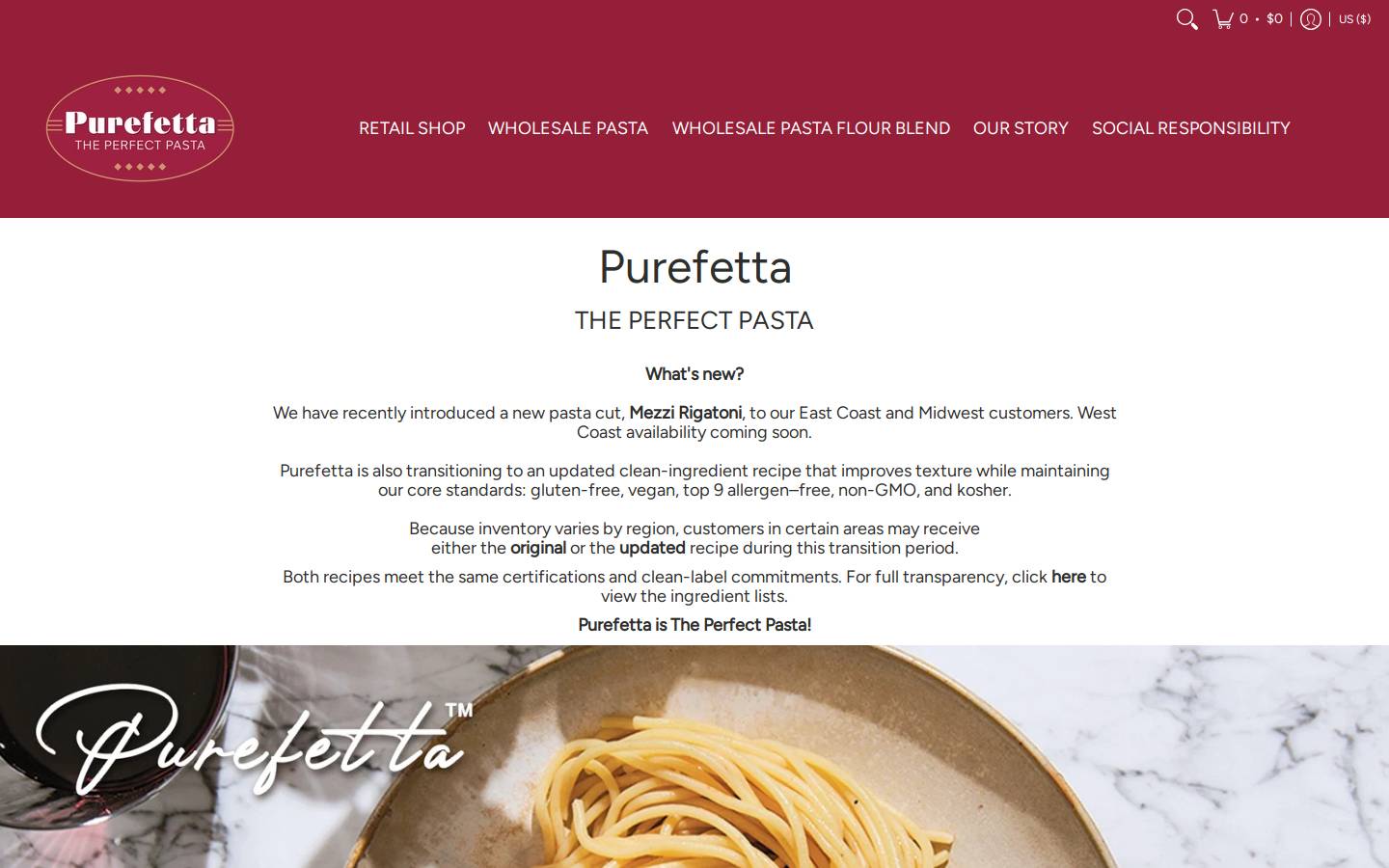 purefetta.com homepage screenshot