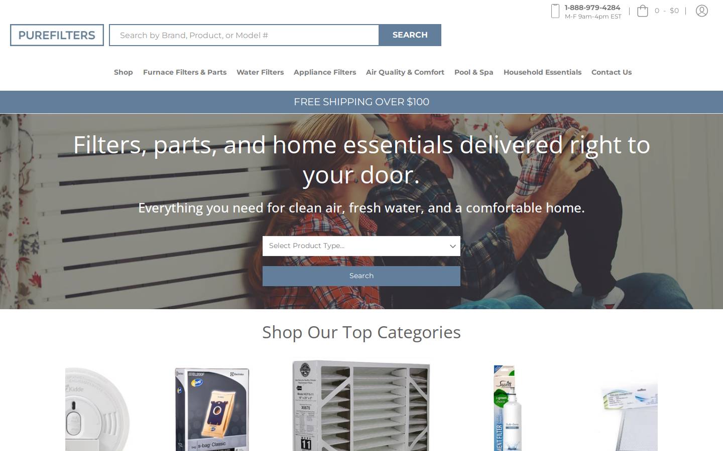 PureFilters homepage screenshot
