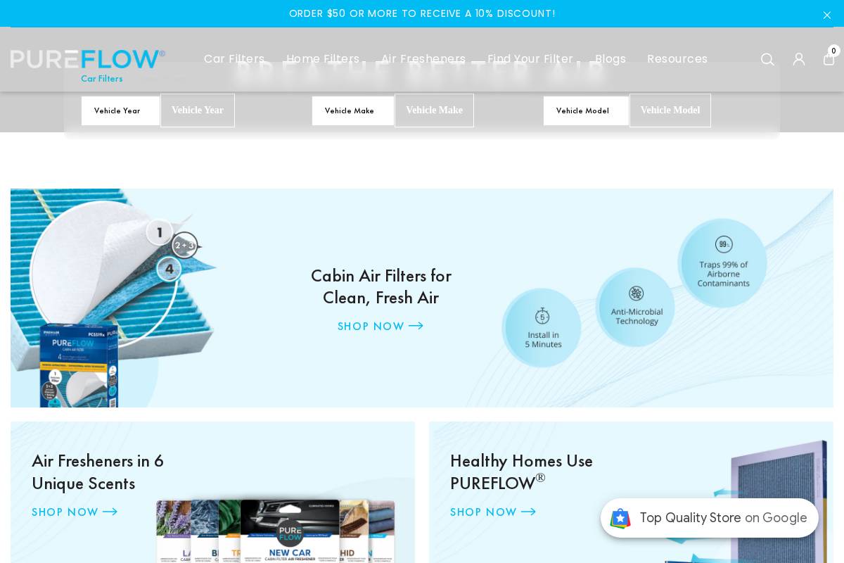 pureflowair.com homepage screenshot