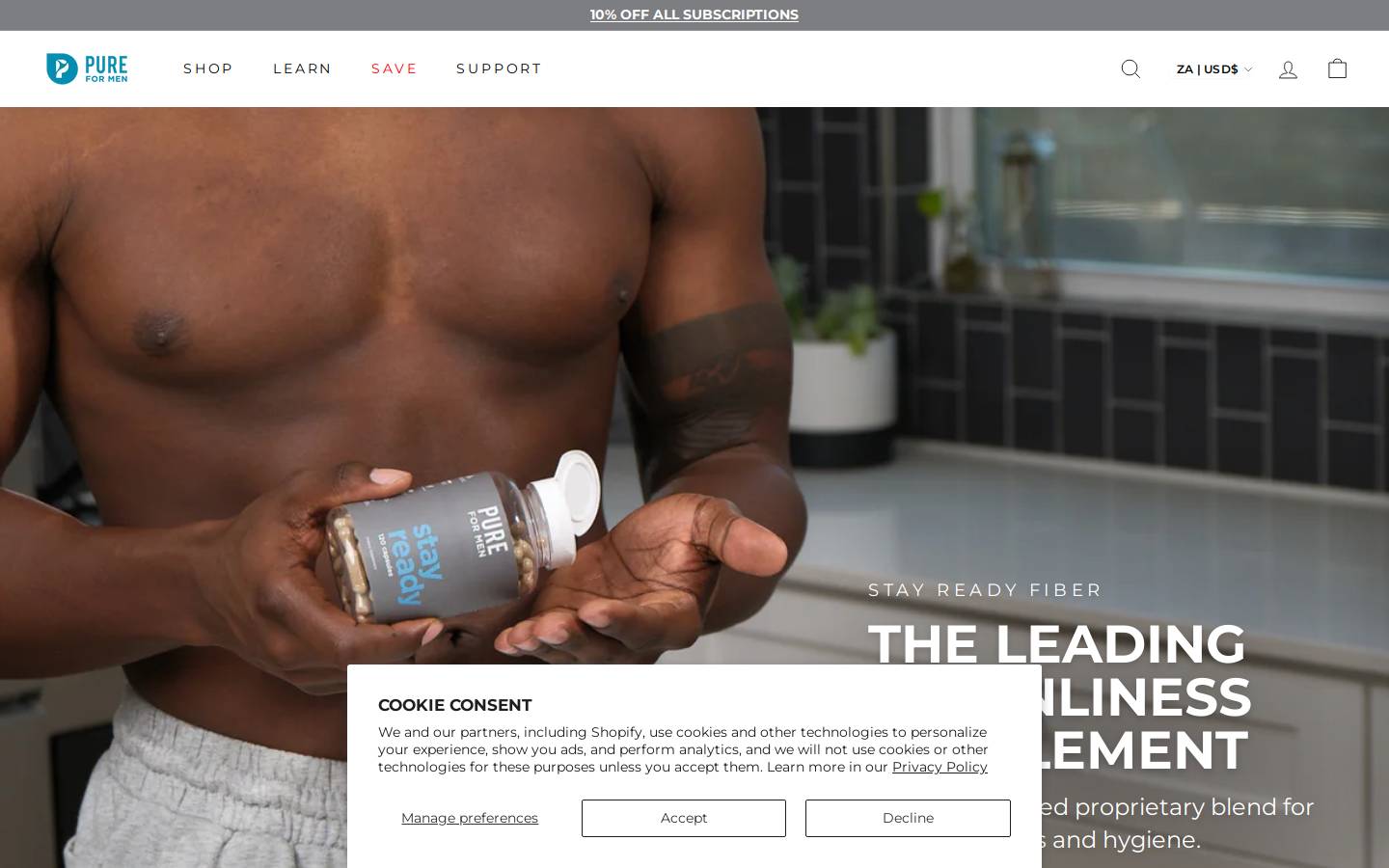 pureformen.co.za homepage screenshot