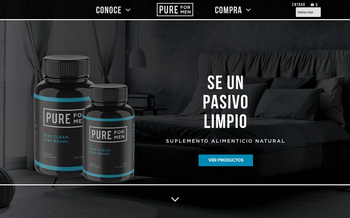 Pure for Men homepage screenshot