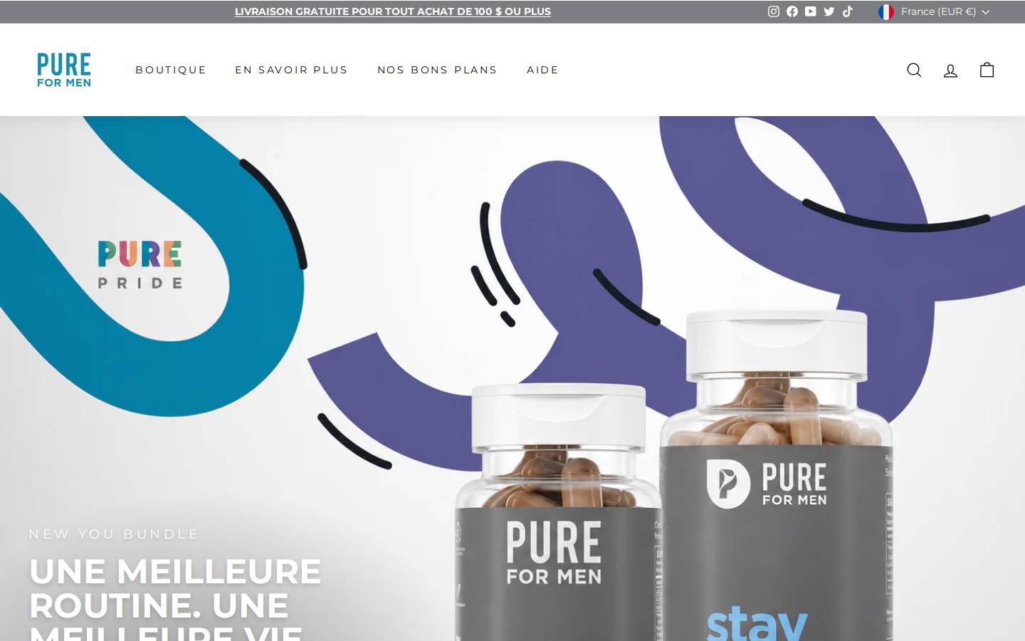 Pure for Men homepage screenshot